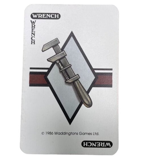 Vintage 1986 CLUE Wrench Weapons Card Replacement Game Piece u - Picture 1 of 2